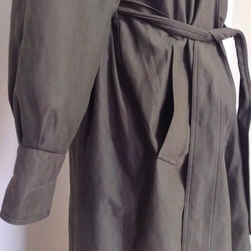Fleet Street Vintage Olive Khaki Wool Blend Hooded Belted Trench Coat Size 4p